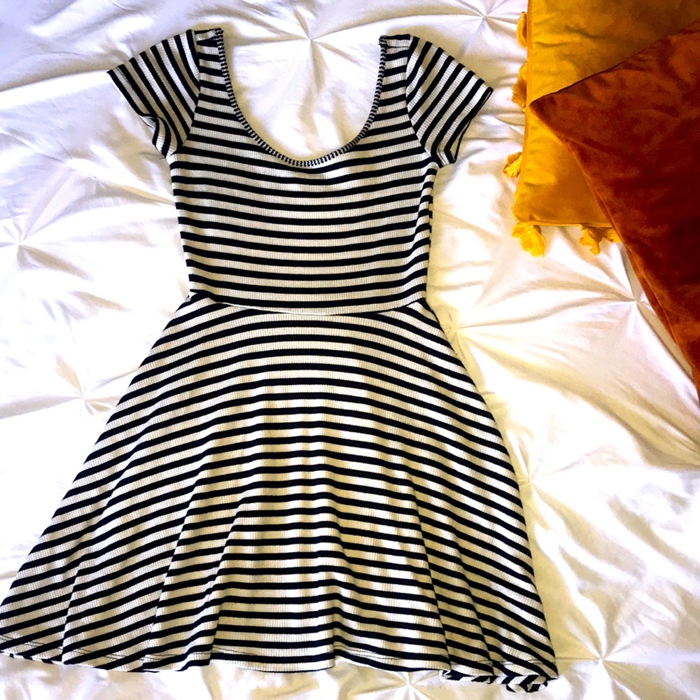Black & White Striped Skater Dress